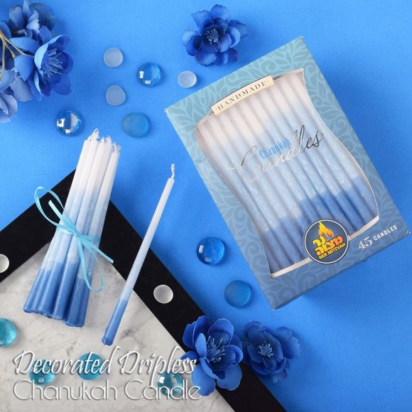 45 Tri Colored Hanukkah Candles Fits Most Menorahs Premium Quality Wax - Picture 2 of 5